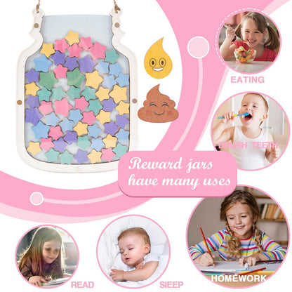 102 PCS Stars Reward Jar for Kids Large Reward Chart for Toddlers Reward System Behavior Chart for Kids Back to School 9.84" X 13" Incentive Jar for Boys Girls Class Students Behavior Management Tools