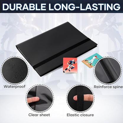Trading Card Binder 9 Pocket, 360 Pockets Collectible Trading Card Album, Sports Card Binder for Standard Cards, Side Loading Card Folder for MTG Sports Baseball TCG Football Basketball Cards Black
