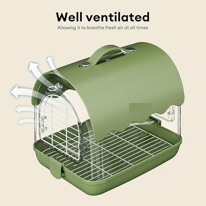 Parrot Cage Aviary, Bird Carrier Backpack with Perch, Transparent Travel Bird Cage Bag with Shade Cover Visible Window for Parrots Budgie Bird Parrot Aviary(Green)