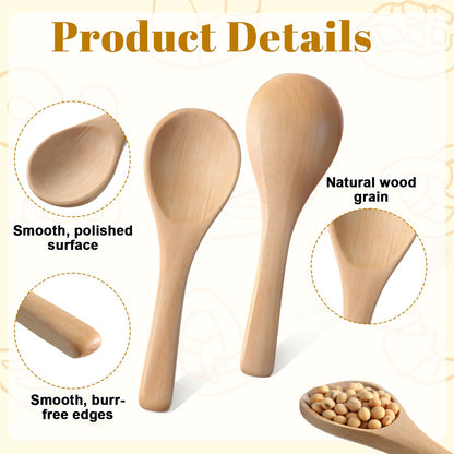 100 Pcs Mini Wooden Spoons Bulk, 3.5'' Little Natural Wood Teaspoons for Jars, Small Bath Salt Spoon, for Jars Sugar Creamer Honey Spices Salt Condiment