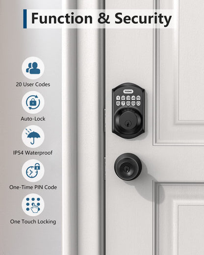 TEEHO TE001 Keyless Entry Door Lock with Keypad - Smart Deadbolt Lock for Front Door with 2 Keys - Auto Lock - Easy Installation - Satin Nickel