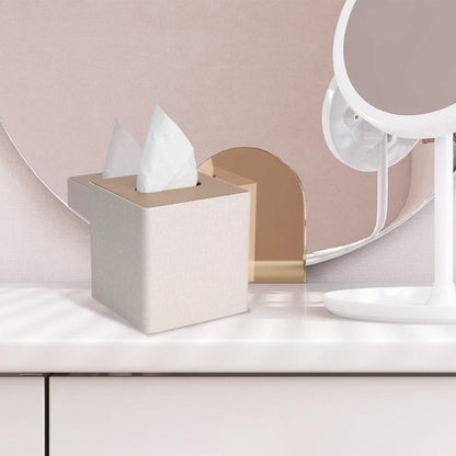 MOCHTERO Modern Square Tissue Box Cover, Decorative Bathroom Facial Tissue Holder,for Living Room, Car, Bedroom, Office,etc. Beige