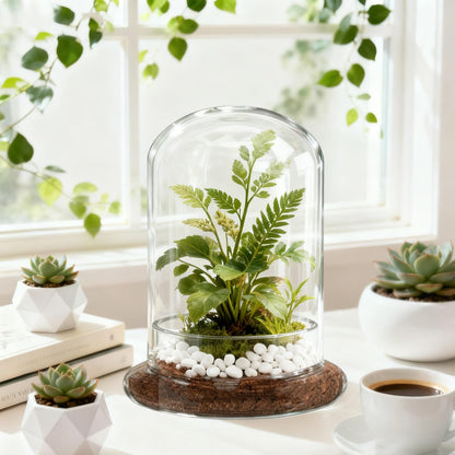 PEDOBALI 2 Pcs 5.9 x 8.46 Inch Glass Terrarium with Airhole and Base Clear Glass Dome Planter Display Container Plants Not Included for Office Desk, Balcony, Coffee Table