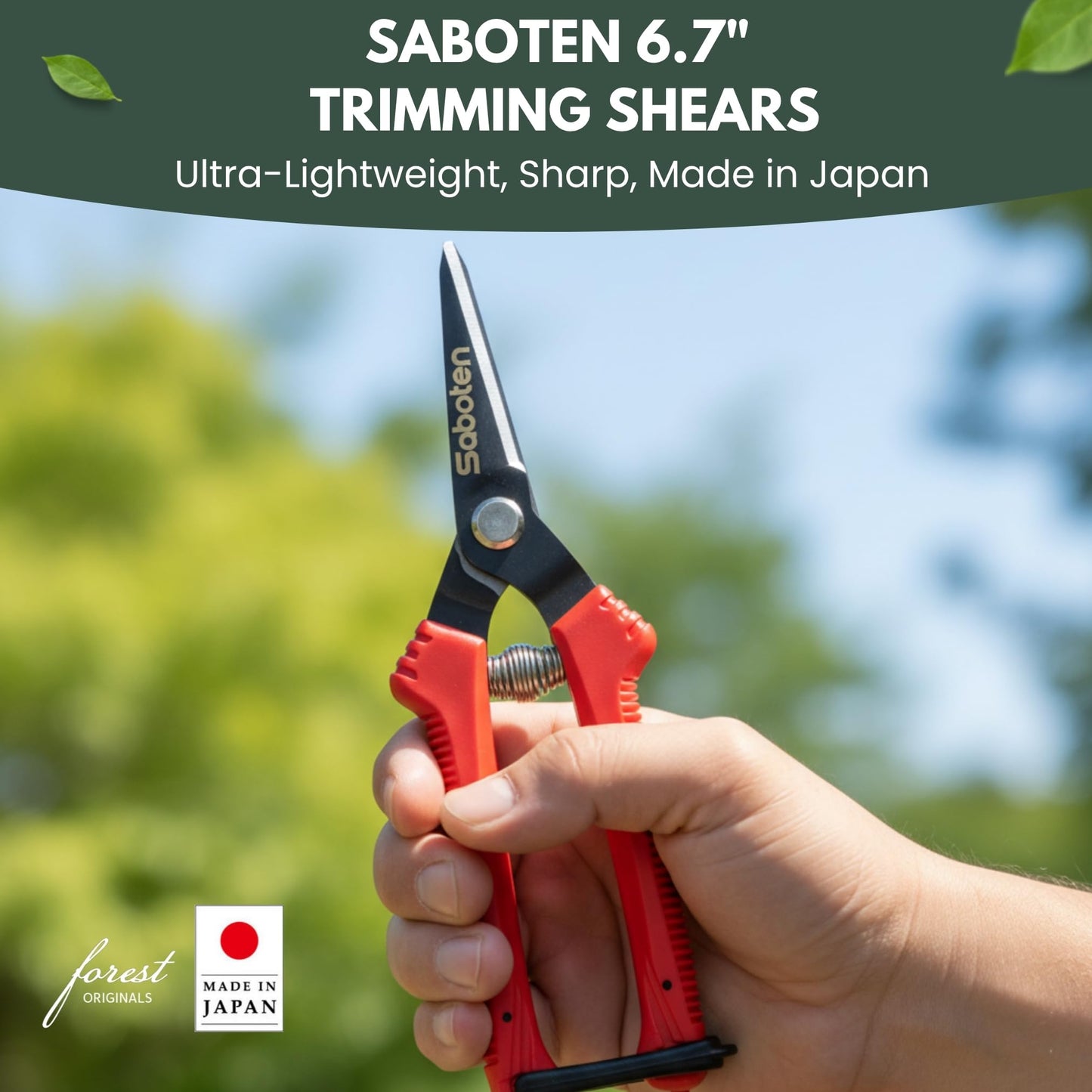 Saboten SD-8 Japanese Micro Tip Harvesting Snips, Ultra-Light 2.3 oz (65g) Pruning Scissors for Herbs, Flowers & Vegetables, HRC60 Blade Steel, Spring Action + Safety Lock, Made in Japan