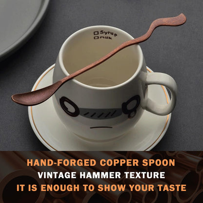 Purecopper 7.08-Inch Vintage Coffee Spoon, Hand-Forged Antique Copper Spoon, Suitable for Stirring Coffee, Milk, And Cocktails (1)