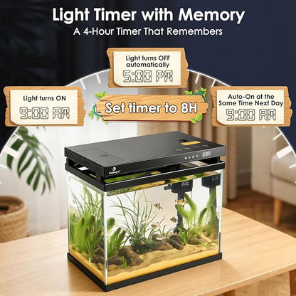 fishkeeper 2.3G Smart Aquarium - HD Glass Fish Tank Kits with Auto Feeder, Self-Cleaning Silent Filter Pump, Aromatherapy, Temperature Display & 7-Color RGB Lights for Desktop, Office, Room