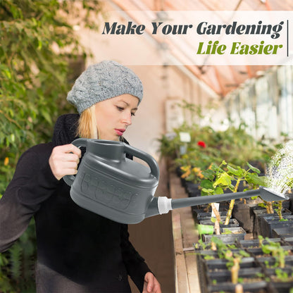 1 Gallon Watering Can, Garden Watering Can Outdoor, Plant Water Can with Removable Long Spout and Stainless Steel Sprinkler Head, Plastic Indoor Watering Cans for Gardening Flower Plants