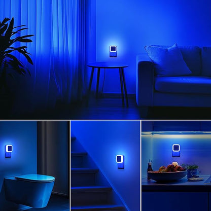 Sujeet Blue Night Light 4 Pack,Night Lights Plug into Wall 4-Pack, Nightlight Plug in Night Lights, Dusk to Dawn Night Lamp Led Night Light for Bedroom, Bathroom, Hallway