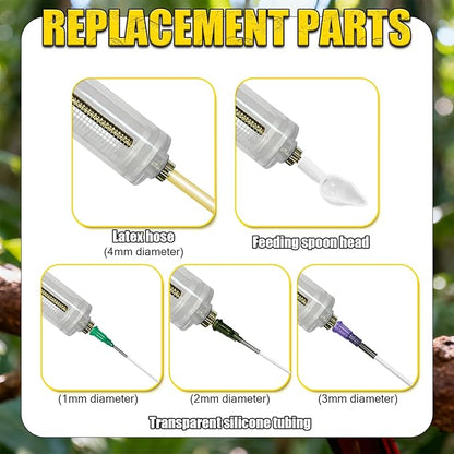 Baby Bird Feeding Syringe Set, Small Pet Parrot Feeder Hand Feeding Tubes Kit, Parrot Feeder Tubes Measuring Tools, for Baby Birds Small Pet