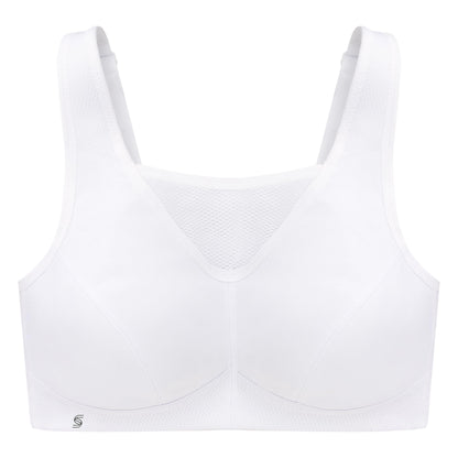 Full Figure Plus Size No-Bounce Camisole Sports Bra Wirefree #1066 White
