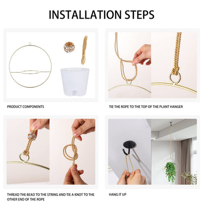 Superb Symbols 3 Pack Boho Hanging Planter with Metal Plant Hanger & Self Watering Plant Pots for Indoor Outdoor Wall Window