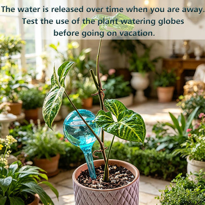 Plant Self Watering Globes, Large 12pcs Flower Automatic Watering Bulbs, Plastic Plant Flower Self Watering Devices, Garden Self Watering Planter Insert for Daily Vocation Watering, Forgetful Gardener