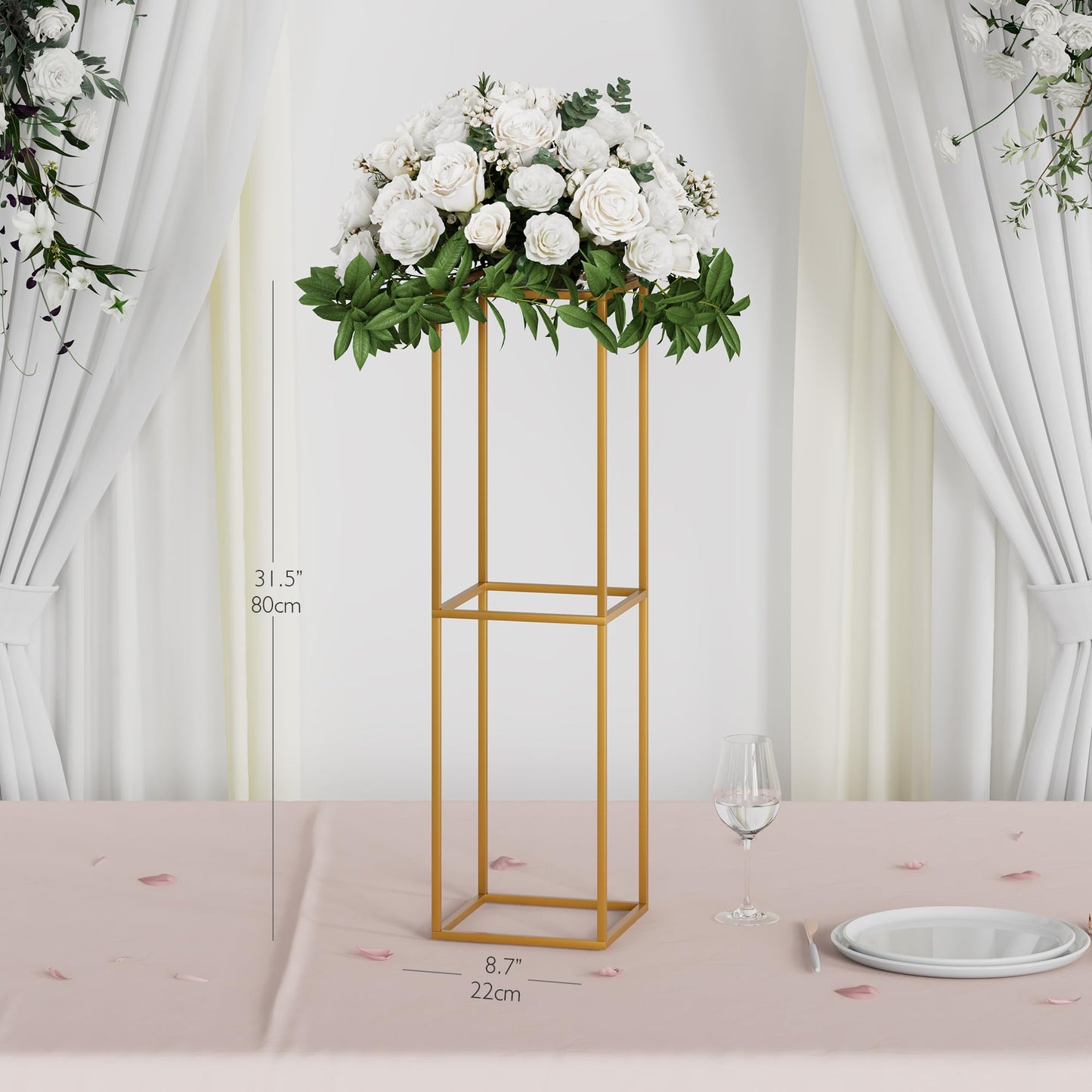 TEKXYZ Flower Stand for Wedding, 10 Pcs 31.5 Inch Tall Flower Stand, Metal Centerpiece Stand, Gold Centerpieces For Wedding, Event Party Props, Patio Decor