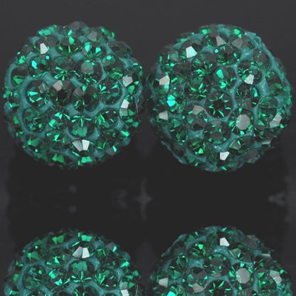 RUBYCA Pave Czech Crystal Disco Ball Clay Beads fit Shamballa Jewelry (100pcs, 10mm, Emerald Green)