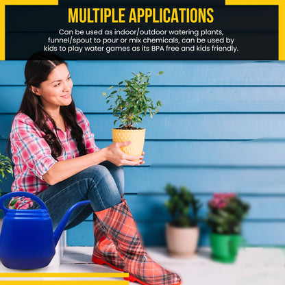 KP KOOL PRODUCTS One Gallon Blue Watering Can – Durable Plastic Indoor & Outdoor Plant Waterer – Lightweight Garden Tool with Easy Pour Spout – Ideal for Flowers, Herbs, Lawns & Houseplants – 1 Pack
