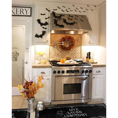 Fuoxowk Goth Kitchen Mat Set of 2 - Non Slip Halloween Spooky Kitchen Rugs Black Goth Rug Skull Witchy Rug for Home Kitchen - Live Laugh Lobotomy Sign - Halloween Gothic Kitchen Decor Accessories