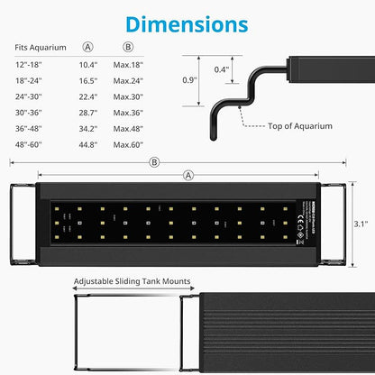 NICREW C10 Plants LED Aquarium Light, 18-24 in, 13 Watts, Full Spectrum Fish Tank Light with Timer, Day and Night Cycle, Brightness Adjustable