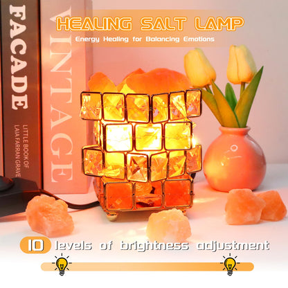 Natural Himalayan Pink Salt Lamp, Dimmable Single Lighting, Plug-in Powered, Crystal Salt Rock Lamp, Glow Night Light for Bedroom Office, UL & ETL Certified Cord (Crystal Crown)
