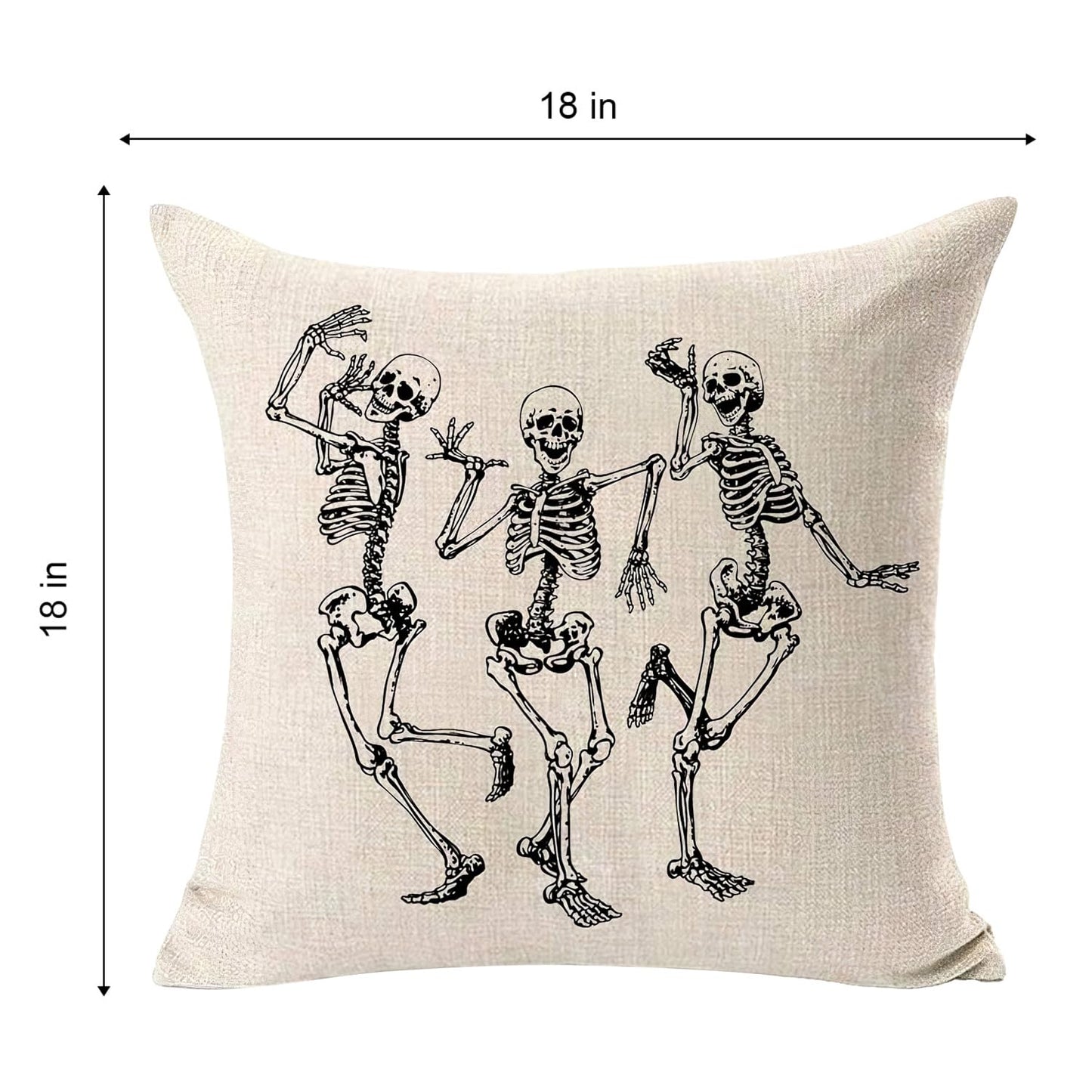 MFGNEH Halloween Decorations Skull Pillow Covers, Home Decor Cotton Linen Sofa Throw Pillow Case Cushion Cover 18" x 18"