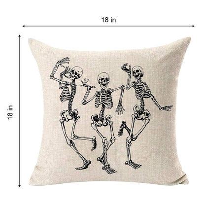 MFGNEH Halloween Decorations Skull Pillow Covers, Home Decor Cotton Linen Sofa Throw Pillow Case Cushion Cover 18" x 18"