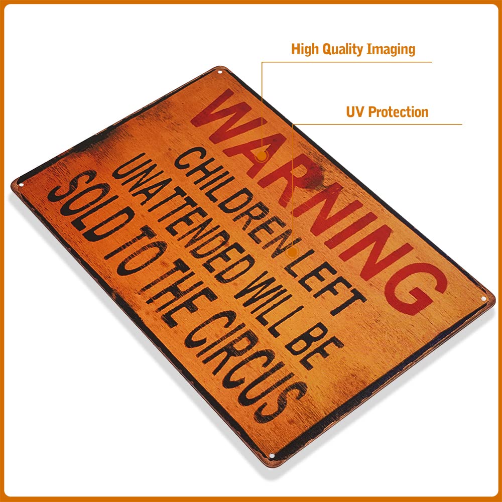 dingleiever-TIN Sign Warning Children Circus Metal Decor Art for Kitchen Store Ranch Bar