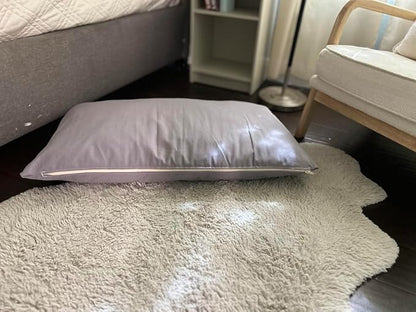 Natural Cotton Canvas Dog Bed – Raw Cotton Filled Pet Cushion Insert, Breathable Eco-Friendly Dog Mattress, Durable Washable Cover with Zipper (Blue Gray, Small 36"x22"x3")
