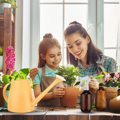 Reallnaive 1/2 Gallon Long Spout Watering Can Set for Indoor & Outdoor Plants – Includes Spray Bottle, Squeeze Bottle, Watering Globes & Soil Moisture Meter for Garden & House Plants(Yellow)