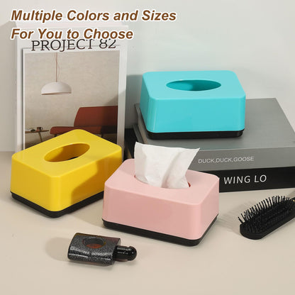 uxcell Tissue Box Cover, Plastic Rectangle Modern Facial Tissue Box Holder Desktop Napkin Organizer Container for Living Room Bedroom Office Hotel Desk Car, Light Blue