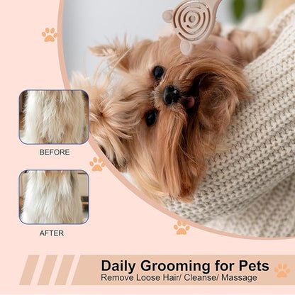 Cat-Ear Design Puppy Brush, Gentle Soft-Bristle Small Dogs Plastic Detangling Grooming Tool, Fit for Yorkie Shih Tzu Maltese Maltipoo (Green)