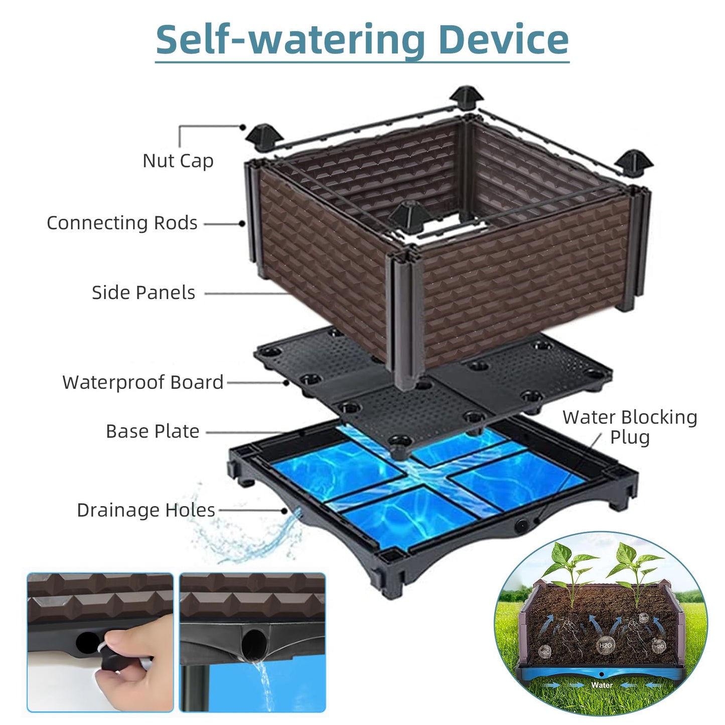 Large Planters for Outdoor Plants - Deepened 20" H, Raised Beds for Gardening Self Watering, Elevated Planter Box with Legs, Rectangular Garden Planters for Outdoor Plants Flowers, 94.4"L x 15.7"W