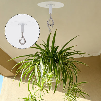 Penitue 10pcs Heavy Duty Self Adhesive Ceiling Hooks, No Drill Ceiling Hooks with Safety Clasp for Fans Plants Lights Kitchen Bathroom Office Storage & Wall Decor