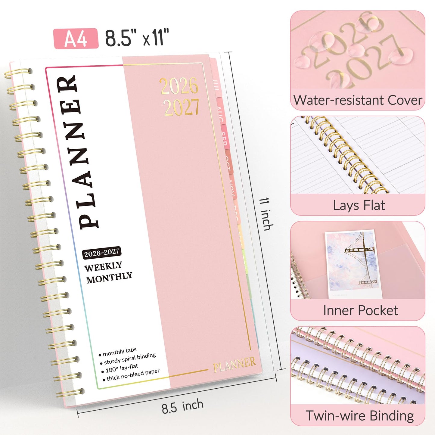 Teacher Planner 2026-2027, Forvencer Academic Planner 2026-2027, Jul 2026 - Jun 2027, 8.5"x11", Weekly & Monthly Planning Book with 7 Periods, School Agenda for Teacher Student, A4, Polka Dot Style