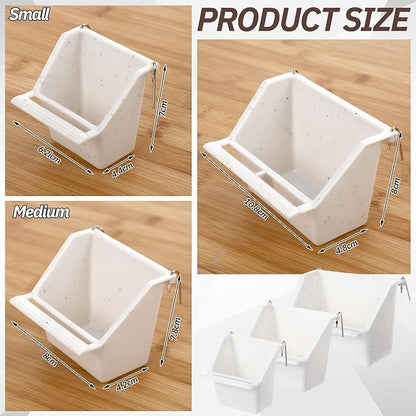 LemonRoad 3 Pcs Bird Cage Feeders Winged Plastic Cup Universal Cage Waterer Milky White Food Dishes Bowl Pet Supplies Accessories for Small Bird