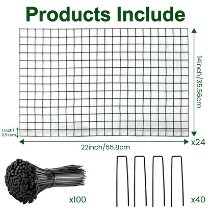 Hyuetrsa 12 Pack Plant Protectors from Animals, 14'' Dia x 14'' H Wire Plant Protector Cage,24 Pcs Pre-Bent Metal Mesh Plant Cages to Keep Rabbits, Squirrels and Chicken Out with Zip Ties & Stakes