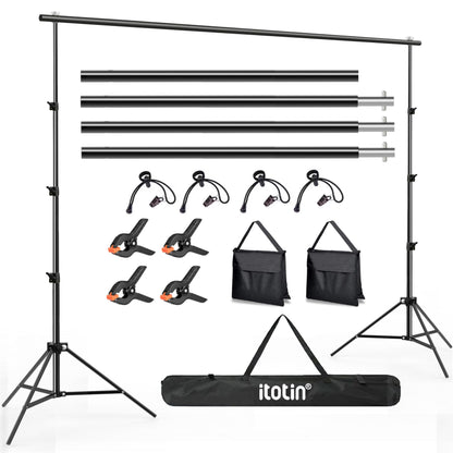 Photo Backdrop Stand, 10x9ft(WxH) Adjustable Photography Backdrop Stand, Aluminum Alloy Studio Photo Background Stand Support System for Party, Wedding, Photography, Advertising Display