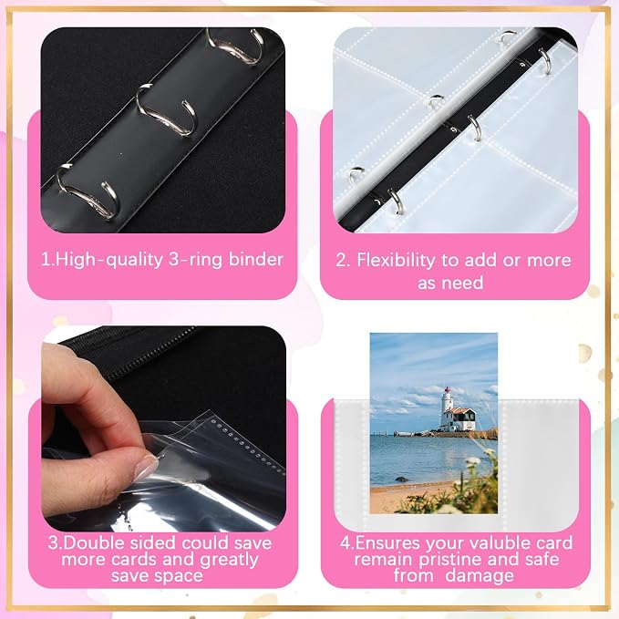 Card Binder 4/9 Pocket PU Waterproof Trading Binder Compatible with Mtg/ygo/tcg for 400/900 Portable Album Holder with Zipper Wristband Card Organizer