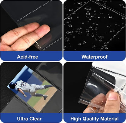 400 Pack 9 Pocket Card Sleeves Binder Sheets, Holds 7200 Cards, Trading Card Sleeves for 3 Ring Binder, Protective Pages Sheets for Baseball, Football, Business, Game Cards
