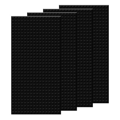 EKIND 4 PCS Classic 5" x 10" Building Baseplates, Compatible with Major Brands Toy Bricks, Encourage Logic & Creativity Through Play, Ideal STEM Activities for Children (Black)