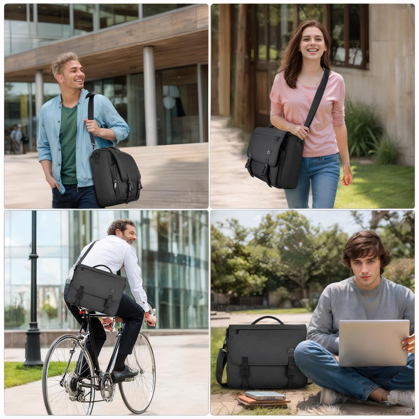 MATEIN Messenger Bag for Men, Briefcases Lightweight Men's Laptop Bag 15.6 inch Water Resistant Crossbody School Satchel Bags Computer Work Office Bag with Shoulder Strap, Black