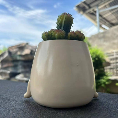 Face Planter Pots Head Cute Resin Cactus For Indoor And Outdoor Face Vase Home Decor Bookshelf Decor Cute Heart Smile Face Resin Succulent Pots Gifts For Valentine's Day Unique Succulent Pot（laugh）