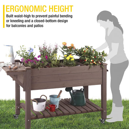 Aivituvin Raised Garden Bed on Wheels, Elevated Plant Boxes Outdoor Large with Grow Grid - with Large Storage Shelf 52.7" x 22" x 30"