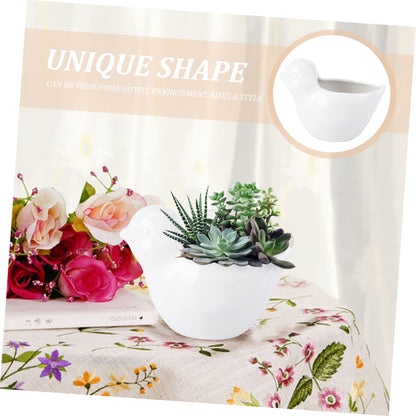 HIAKDOFT Ceramic Flowerpot for Succulents Cute Cartoon Animal Design Decorative Planter for Indoor Garden Creative Micro Landscape Pot for Balcony Bird Modeling