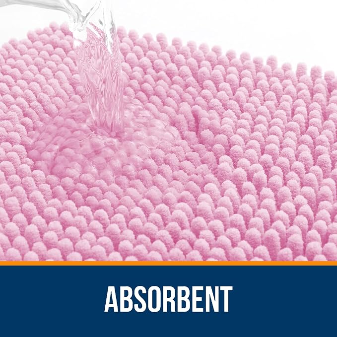 OLANLY Large Bathroom Rugs 47x32, Extra Soft Absorbent Chenille Bath Rugs, Rubber Backing Quick Dry, Machine Washable Bath Mats for Bathroom Floor, Tub and Shower, Home Decor Accessories, Pink