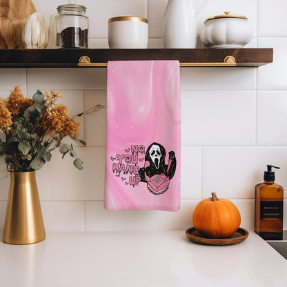 No You Hang Up Pink Ghost Kitchen Towels Dish Towels, 16 x 24 Inch Halloween Ultra Absorbent Drying Cloth Tea Towels for Cooking Baking Set of 2