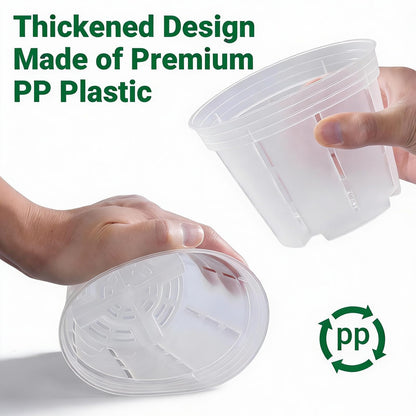FDKYOEK 12 Pack Orchid Pots, 4/5/6 Inch Plastic Orchid Pots with Holes and Saucers, Clear Orchid Pot with Plant Stakes and Clips, Small Breathable Orchid Planter Nursery Pot for Repotting