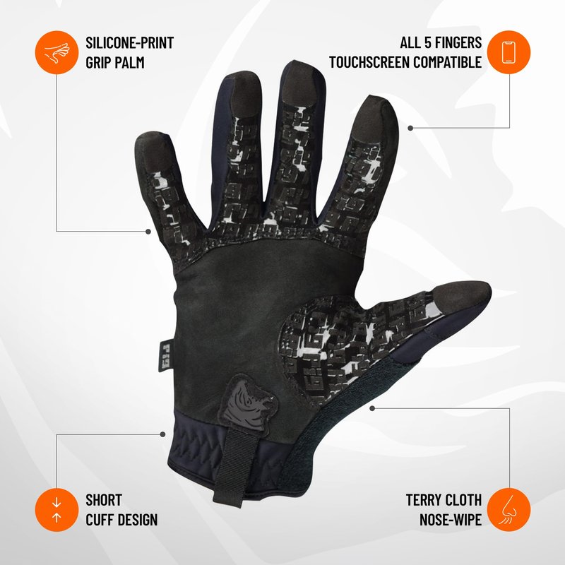 PIG FDT Full Dexterity Cold Weather Gloves, Insulated, Touchscreen Compatible, Silicone Grip, for Shooting Sports, 1 Pair, Black, Large