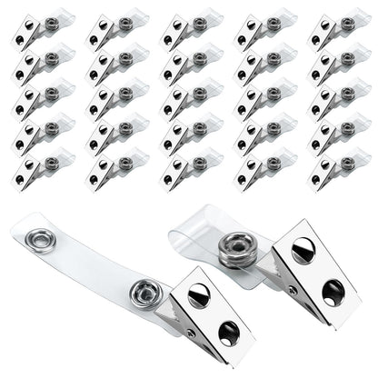 120 Pcs Metal ID Badge Clips with Clear PVC Straps,Heavy Duty Name Badge Holders with Clip,Badge Clip for Student Employee ID Badges (120)