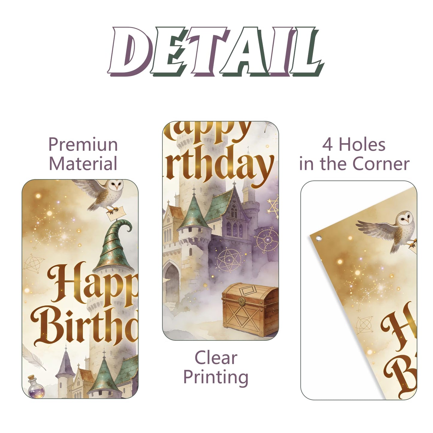 Wizard Birthday Party Decorations Door Backdrop, 6x3ft Witch Theme Banner, Fantasy Magic Party Photo Backdrop for Girls Boys Birthday