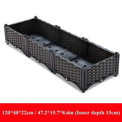 WTTTTW Thicken Raised Garden Bed Large Planters Box w/Drainage Plugs, Elevated Planter Boxes for Outdoor/Indoor, Vegetables, Herbs and Flowers,120x40x22cm