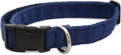 Hemp Corduroy Dog Collar - No Pattern (1/2" Extra Small, Blue)
